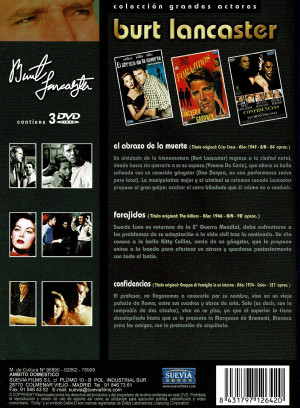 Pack Burt Lancaster  , El Abrazo de la Muerte (1949) , Forajidos (1946) , Confidencias (1944) , 3 DVD
