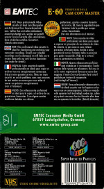 EMTEC VHS Profecional Cam Copy Master E-60