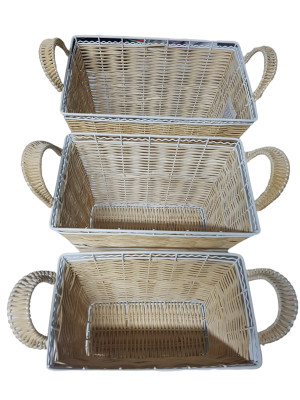 Cestas Apilable Mimbre Acero  La Mas Grande  36x18x 19,5 cm (3 unidades)