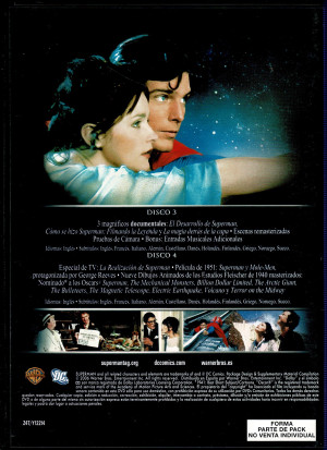 Superman I (De Luxe Edition  4 DVD) Disco 1 Superman (1978) , Disco 2 Superman (2000) Version Extendida , 3 Disco 3 Magnificos documentales , 4 Disco La realización de Superman (1951) .